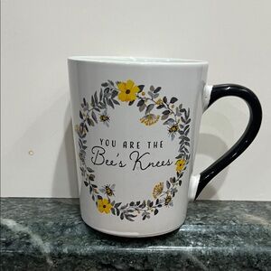 Floral Bee Mug - White and Black
